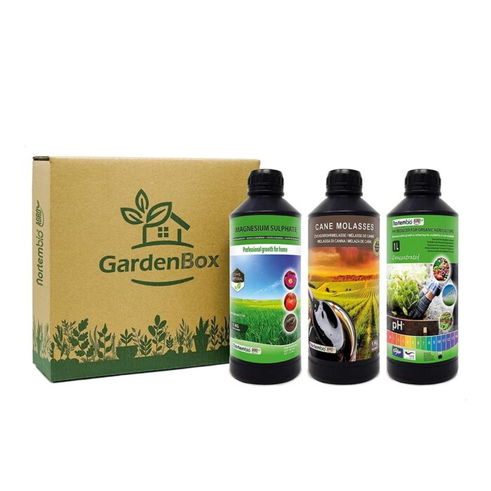 Ahora que ya conoces todos los productos necesarios para que tu huerto crezca en perfectas condiciones, puedes adquirir el pack Garden Box, idóneo para el uso en huertos caseros compuesto por reductor de pH, activador de nutrientes y estimulador del crecimiento.