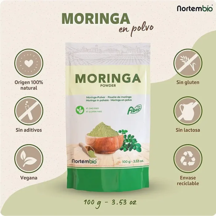 Moringa Oleifera en Polvo. Beneficios de la Moringa Oleifera 100% natural.